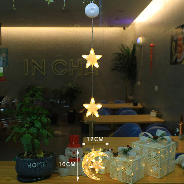 Christmas 3pcs LED Light Star Xmas Tree Hanging Sucker Ornaments