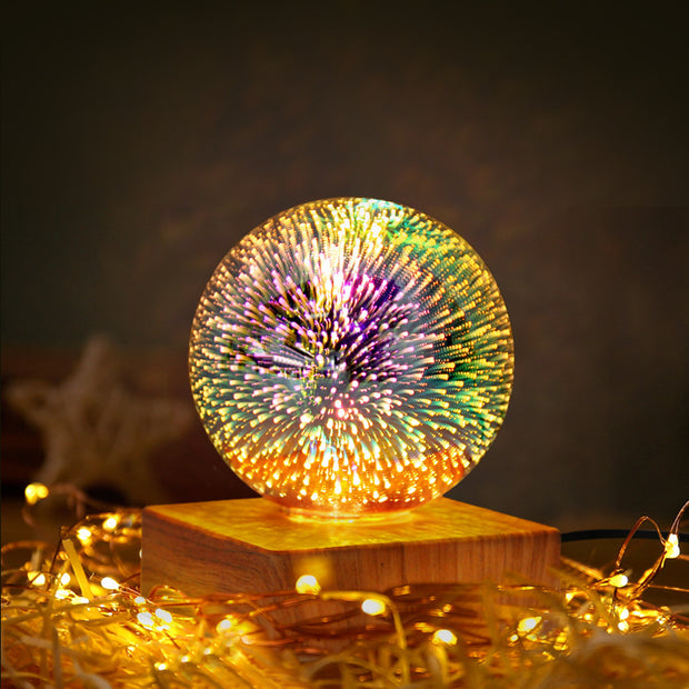 USB 3D Firework Crystals Ball Night Light  Plug In