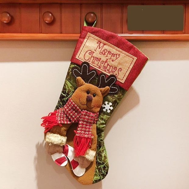 Stocking Socks Snowman Santa Elk Xmas Fireplace Ornaments