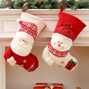 Large Red White Knitted Christmas Stocking Santa Claus