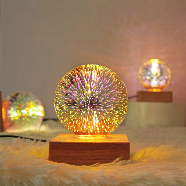 USB 3D Firework Crystals Ball Night Light  Plug In