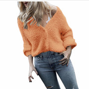 V-neck long-sleeved sweater top