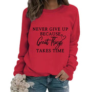 Casual Long Sleeve Round Neck Print Sweatshirt