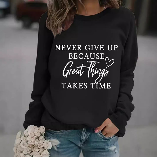 Casual Long Sleeve Round Neck Print Sweatshirt