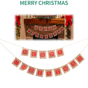 Merry Christmas Sackcloth Flag Banner