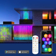 Smart LED RGB Curtain String Lights Bluetooth APP Control