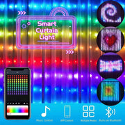 Smart LED RGB Curtain String Lights Bluetooth APP Control