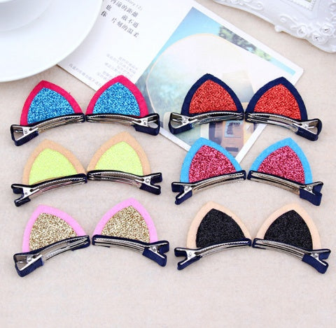 Lot Girls Barrettes Cute Cat Ears Hair Clip Kids