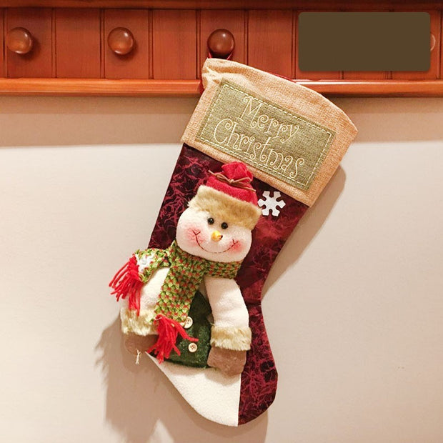 Stocking Socks Snowman Santa Elk Xmas Fireplace Ornaments