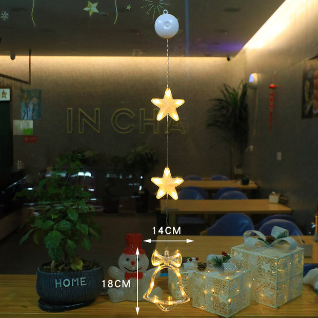 Christmas 3pcs LED Light Star Xmas Tree Hanging Sucker Ornaments