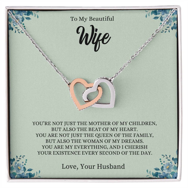 To My Beautiful Wife | Interlocking Hearts necklace