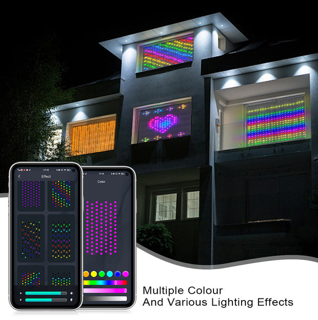 Smart LED RGB Curtain String Lights Bluetooth APP Control