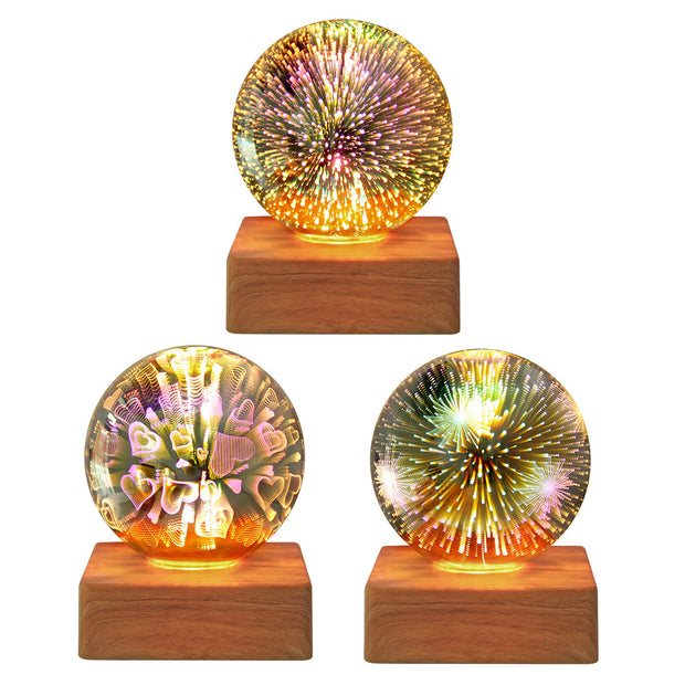 USB 3D Firework Crystals Ball Night Light  Plug In