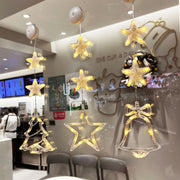 Christmas 3pcs LED Light Star Xmas Tree Hanging Sucker Ornaments