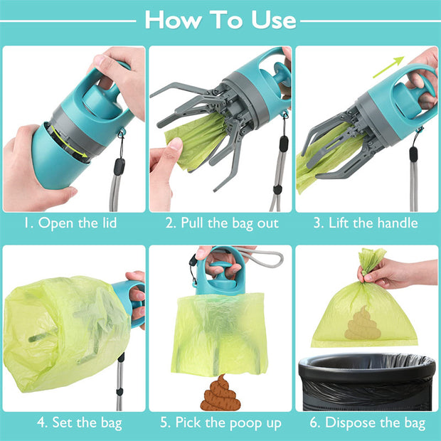 Portable Lightweight Dog Pooper Scooper With Built-in Poop Bag