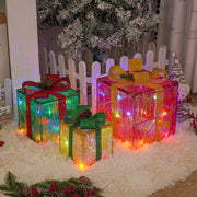 Lighted Up Outdoor Decorations Luminous Christmas Gift Box With Bow