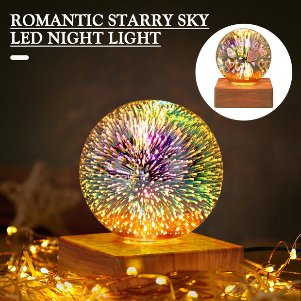 USB 3D Firework Crystals Ball Night Light  Plug In