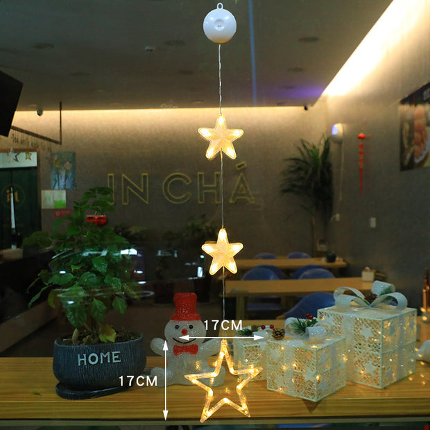 Christmas 3pcs LED Light Star Xmas Tree Hanging Sucker Ornaments